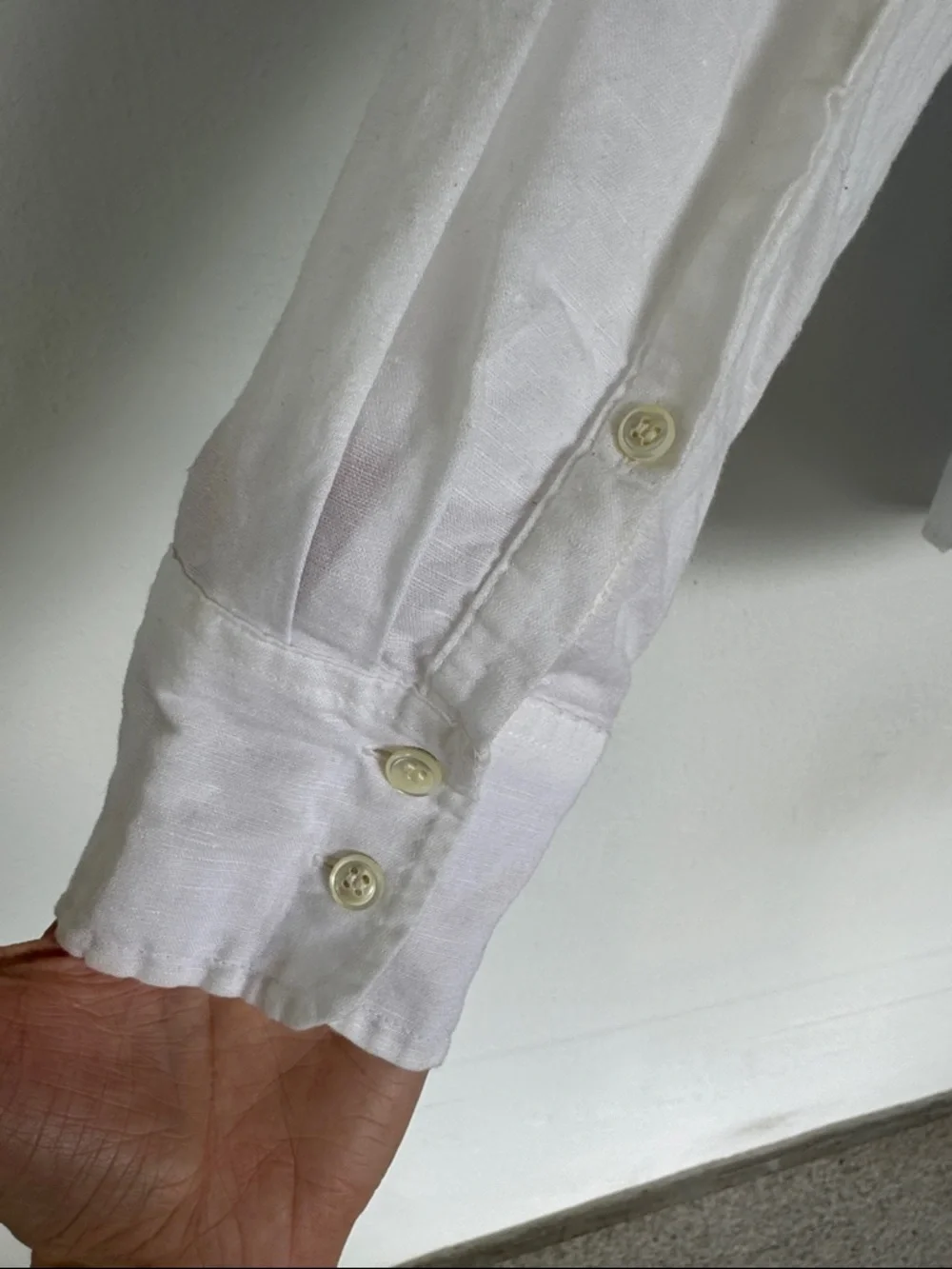 J. Crew Perfect white linen blend collared long sleeve button down shirt size 4P